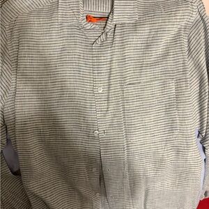 Kim & Cami Gray Striped Casual Button Down Shirt